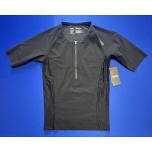 TYR Womens Competitor Triathlon Top Moisture Wick Back Pocket Black Size Small